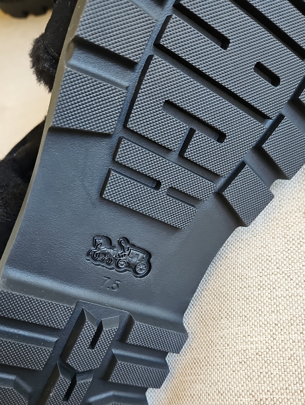 Coach Brynn Sporty Sandal Black Suede Sherling Fur Lined Lug Sole Double Strap - Picture 7 of 9